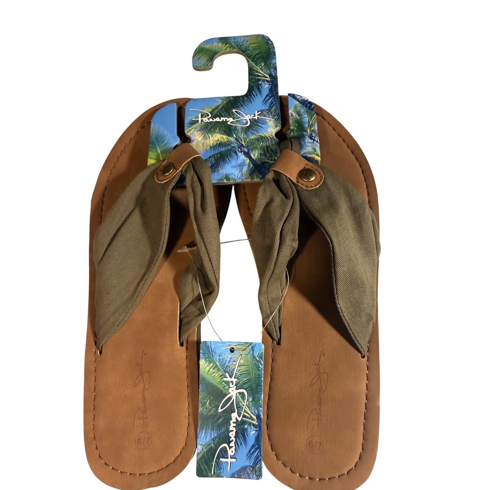 Panama Jack Womens Olive Green Fabric Strap Flip Flop Sandals FLF2217 Size 6/7